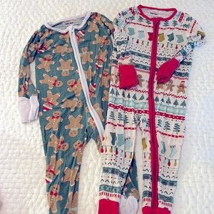 Two holiday little sleepie pajamas size 6-12mos